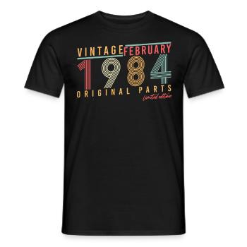 Born in February 1984 Vintage - Men's T-Shirt - black - Front - AI Model Male 178 light (178cm)