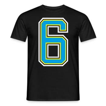 Number Number 6 In Blue - Men's T-Shirt - black - Front - AI Model Male 178 light (178cm)