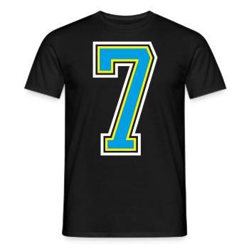 Number number 7 in blue - Men's T-Shirt - black - Front - AI Model Male 178 light (178cm)