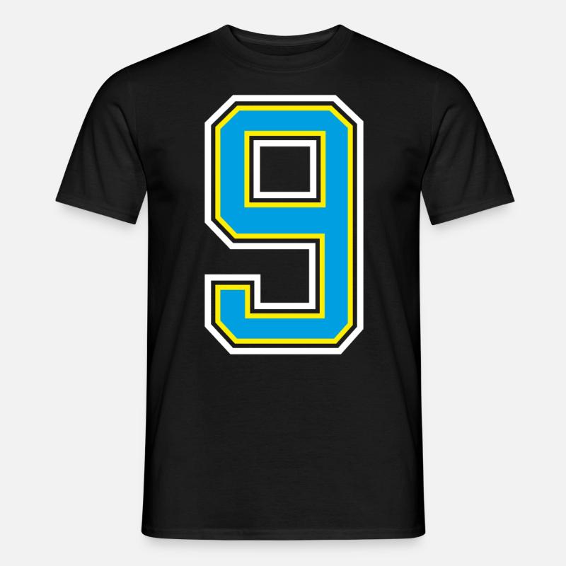 Zahl 9 Blaues Design - Männer T-Shirt - Schwarz
