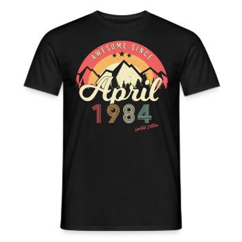 Born April 1984 Vintage - Men's T-Shirt - black - Front - AI Model Male 178 light (178cm)