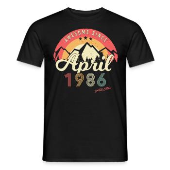 Geboren April 1986 - Männer T-Shirt - Schwarz - Vorne - AI Model Male 178 light (178cm)
