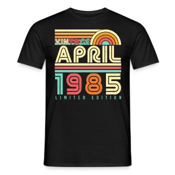 Month of birth Retro April 1985 - Men's T-Shirt - black - Front - AI Model Male 178 light (178cm)