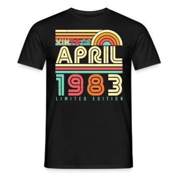 Mois de naissance Avril 1983 - T-shirt homme - noir - Devant - AI Model Male 178 light (178cm)