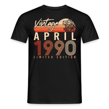 Date de naissance 1990 Avril - T-shirt homme - noir - Devant - AI Model Male 178 light (178cm)