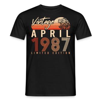 Month of birth April 1987 - Men's T-Shirt - black - Front - AI Model Male 178 light (178cm)
