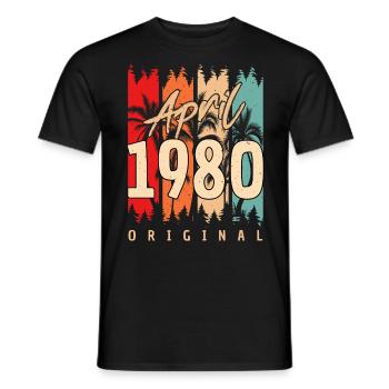 Salutations d’anniversaire avril 1980 - T-shirt homme - noir - Devant - AI Model Male 178 light (178cm)