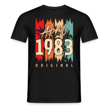 Salutations d’anniversaire avril 1983 - T-shirt homme - noir - Devant - AI Model Male 178 light (178cm)