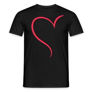 Amour à moitié cœur rouge - T-shirt homme - noir - Devant - AI Model Male 178 light (178cm)
