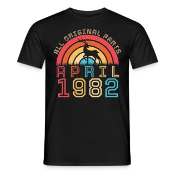 1982 April 40th birthday - Men's T-Shirt - black - Front - AI Model Male 178 light (178cm)