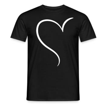 White Half Heart Love - Men's T-Shirt - black - Front - AI Model Male 178 light (178cm)