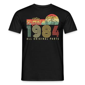 Born April 1984 - Men's T-Shirt - black - Front - AI Model Male 178 light (178cm)