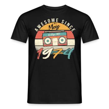 Mai 1974 Rétro - T-shirt homme - noir - Devant - AI Model Male 178 light (178cm)