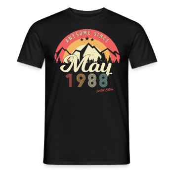 1988 May Birthday Greeting - Men's T-Shirt - black - Front - AI Model Male 178 light (178cm)