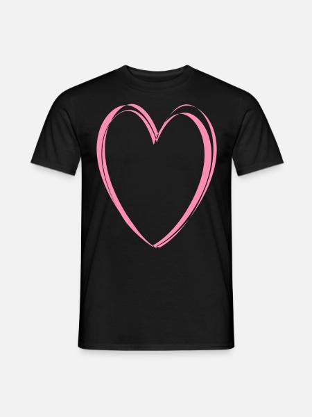 Rosa Herz - Männer T-Shirt - Schwarz