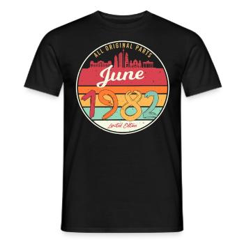 40e anniversaire 1982 Juin - T-shirt homme - noir - Devant - AI Model Male 178 light (178cm)