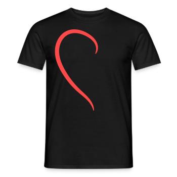 Demi-cœur rouge - T-shirt homme - noir - Devant - AI Model Male 178 light (178cm)