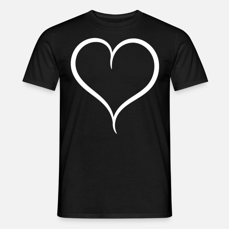 Einfaches Weisses Herz - Männer T-Shirt - Schwarz