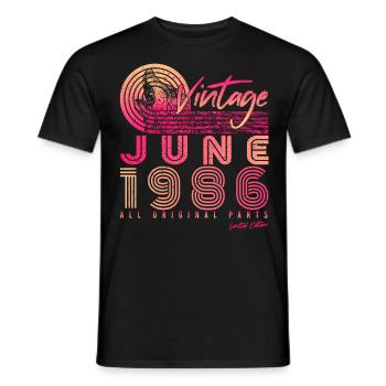 Baujahr 1986 Juni - Männer T-Shirt - Schwarz - Vorne - AI Model Male 178 light (178cm)