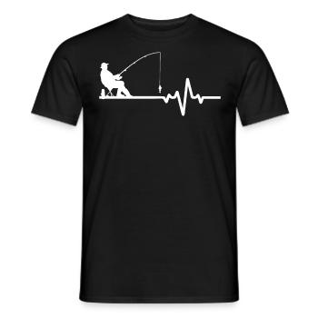 Hobby angler with ECG line - Men's T-Shirt - black - Front - AI Model Male 178 light (178cm)