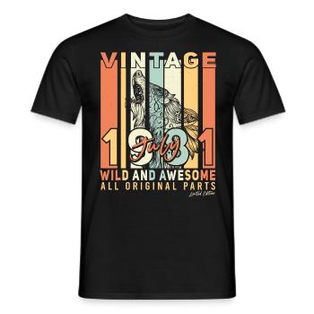Année de construction 1981 en juillet - T-shirt homme - noir - Devant - AI Model Male 178 light (178cm)