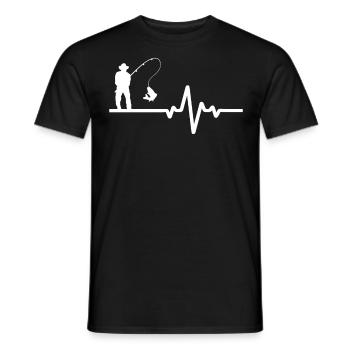 Hobby angler with ECG line - Men's T-Shirt - black - Front - AI Model Male 178 light (178cm)