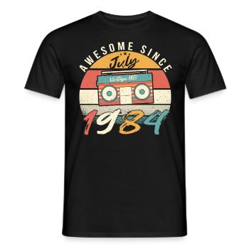 Année de construction 1984 en juillet - T-shirt homme - noir - Devant - AI Model Male 178 light (178cm)