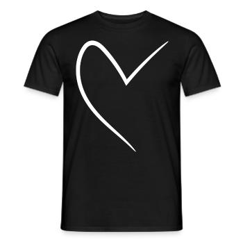 White Half Heart - Men's T-Shirt - black - Front - AI Model Male 178 light (178cm)