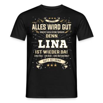 Lina, ist wieder da T-Shirt - Männer T-Shirt - Schwarz - Vorne - AI Model Male 178 light (178cm)