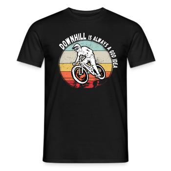 La descente est toujours une bonne idée VTT RetroVintage - T-shirt homme - noir - Devant - AI Model Male 178 light (178cm)