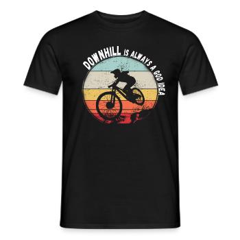 La descente est toujours une bonne idée VTT RetroVintage - T-shirt homme - noir - Devant - AI Model Male 178 light (178cm)