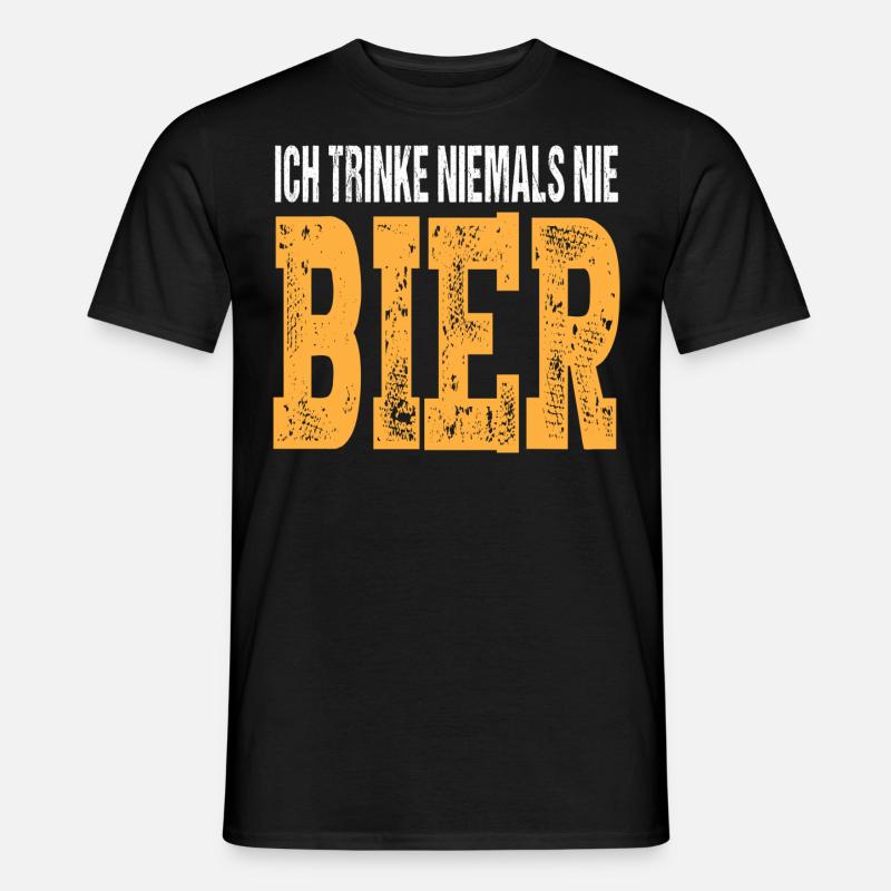 Ich trinke niemals nie Bier - Männer T-Shirt - Schwarz