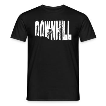 Downhill MTB Nature Mountains Retro Wave Vintage - Men's T-Shirt - black - Front - AI Model Male 178 light (178cm)