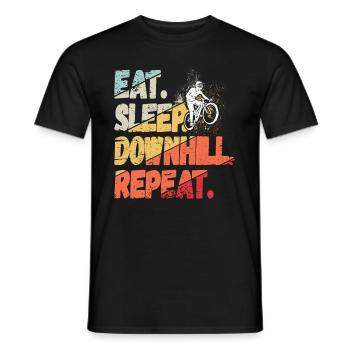 Manger Dormir Descente Répéter Montagnes Rétro Wave Vintage - T-shirt homme - noir - Devant - AI Model Male 178 light (178cm)