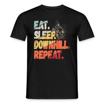 Manger Dormir Descente Répéter Montagnes Rétro Wave Vintage - T-shirt homme - noir - Devant - AI Model Male 178 light (178cm)