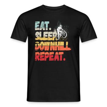 Manger Dormir Descente Répéter Montagnes Rétro Wave Vintage - T-shirt homme - noir - Devant - AI Model Male 178 light (178cm)
