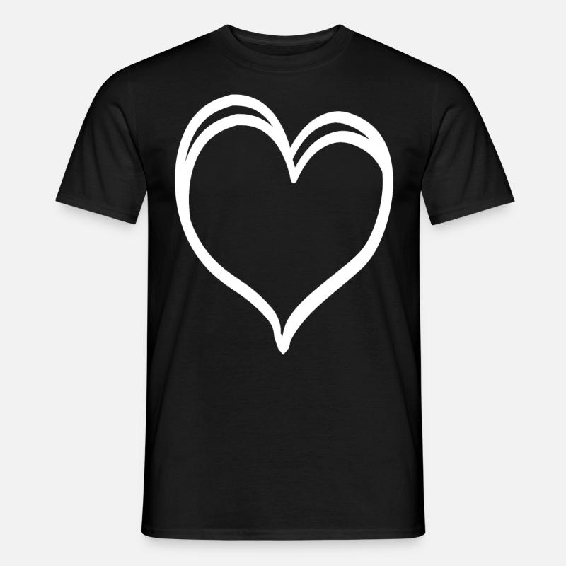 Weisses Herz - Männer T-Shirt - Schwarz