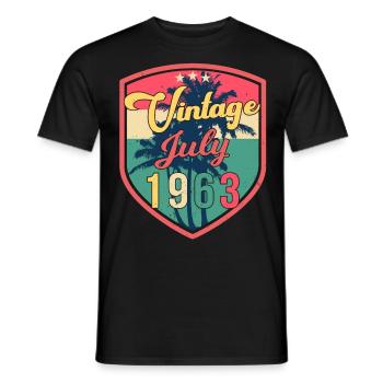 Millésime 1963 Juillet - T-shirt homme - noir - Devant - AI Model Male 178 light (178cm)