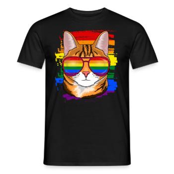 Cadeau LGBTQ pour chat - T-shirt homme - noir - Devant - AI Model Male 178 light (178cm)