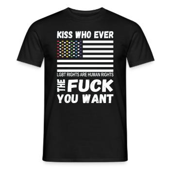 LGBTQ Pride küsse, wen immer du willst - Männer T-Shirt - Schwarz - Vorne - AI Model Male 178 light (178cm)