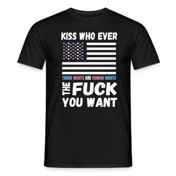 LGBTQ Pride kiss whoever you want - Men's T-Shirt - black - Front - AI Model Male 178 light (178cm)