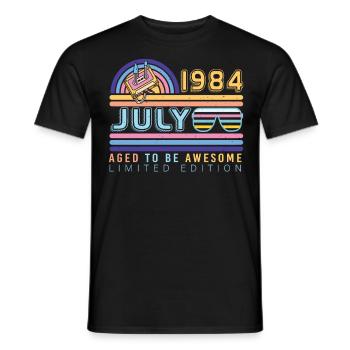 Année de construction 1984 en juillet - T-shirt homme - noir - Devant - AI Model Male 178 light (178cm)