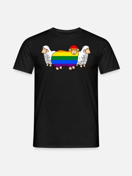 rainbow sheep family LGBT Gay Pride Lgbtq - Männer T-Shirt - Schwarz