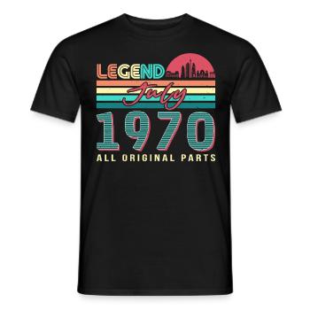 Tous les originaux 1970 en juillet - T-shirt homme - noir - Devant - AI Model Male 178 light (178cm)