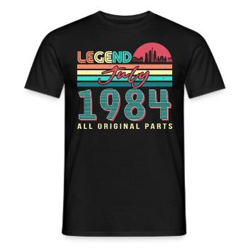 Né en 1984 en juillet - T-shirt homme - noir - Devant - AI Model Male 178 light (178cm)