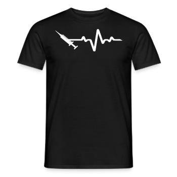 Ligne ECG avec seringue blanche - T-shirt homme - noir - Devant - AI Model Male 178 light (178cm)