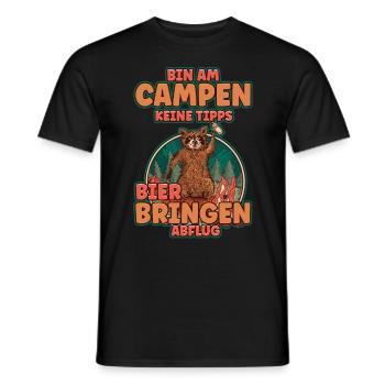 Bin am Campen keine Tipps Bier bringen Abflug Zelt - Männer T-Shirt - Schwarz - Vorne - AI Model Male 178 light (178cm)