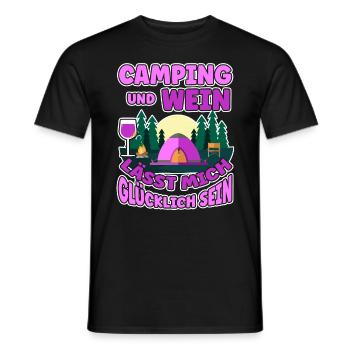 Frauen Camping Und Wein lässt mich Glücklich sein - Männer T-Shirt - Schwarz - Vorne - AI Model Male 178 light (178cm)