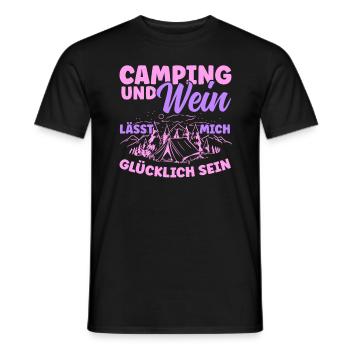 Frauen Camping Und Wein lässt mich Glücklich sein - Männer T-Shirt - Schwarz - Vorne - AI Model Male 178 light (178cm)
