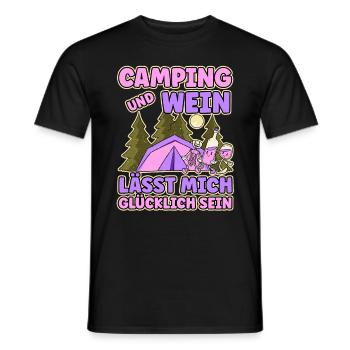 Frauen Camping Und Wein lässt mich Glücklich sein - Männer T-Shirt - Schwarz - Vorne - AI Model Male 178 light (178cm)
